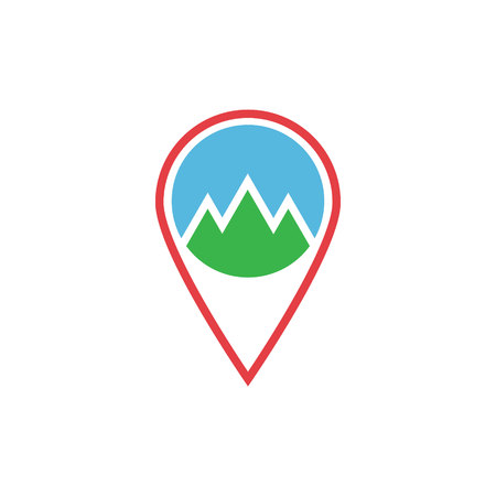 illustration location and mountain flat icon. abstract flat nature iconのイラスト素材