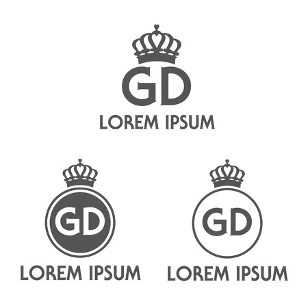 Vector illustration of fashion company logo with circle letters g d and crownのイラスト素材