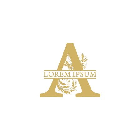 vector Initial a letter luxury beauty flourishes ornament monogram wedding icon logo vintageのイラスト素材