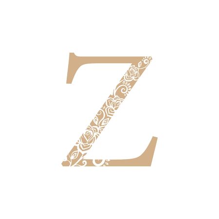 vector illustration flower Initial z letter luxury beauty flourishes ornament monogram wedding icon logo vintageのイラスト素材