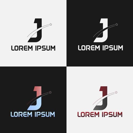 vector illustration of the initials letter j with road and star designsのイラスト素材