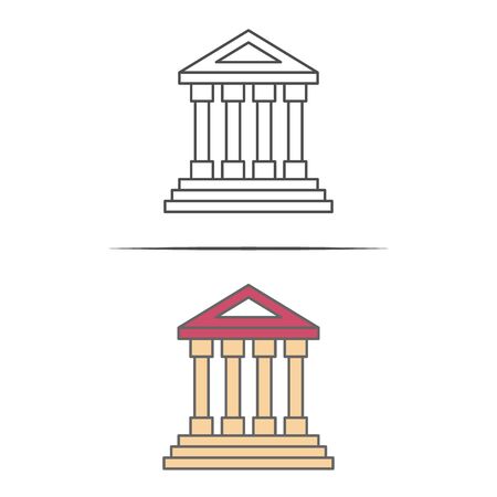 building bank line business icon vector flat designのイラスト素材