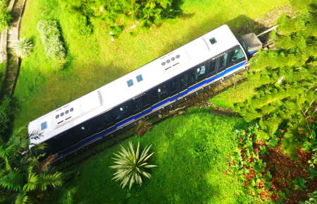 A funicular train to visit Penang hill at Penang Island in Malaysiaの写真素材
