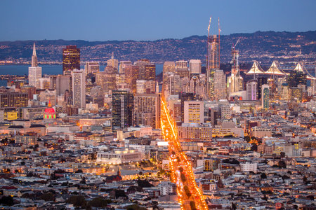View over San Francisco by Night, California in USAのeditorial素材
