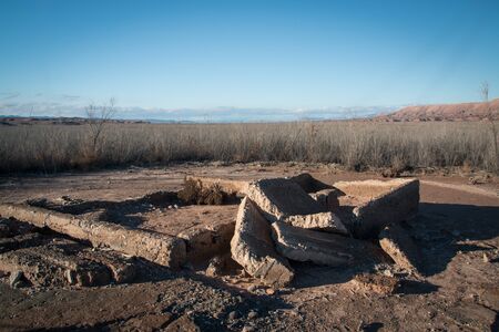 Abandoned Ghost city St Thomas in Lake Mead national recreation area, Nevada, USAの写真素材