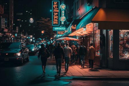 Night view of a street.の素材