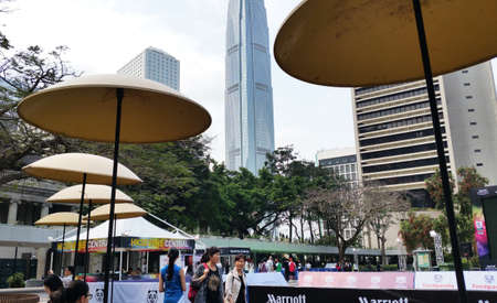 DOWNTOWN HONG KONG ISLAND AND VICTORIA HARBORのeditorial素材