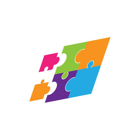 puzzle logo vector icon templateのイラスト素材
