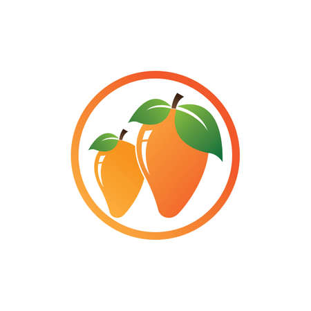Mango in flat style. Mango vector logo. Mango icon.のイラスト素材