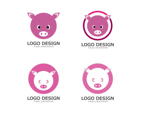 Pig logo illustration vector flat designのイラスト素材