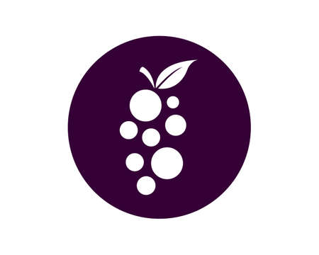 Bunch of wine grapes with leaf icon for food apps and websitesのイラスト素材