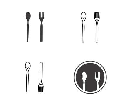 Abstract  of a cafe or restaurant. A spoon, knife and fork on a plate. A simple outlineのイラスト素材
