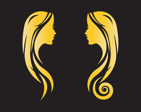 Beauty Women face silhouette character  Templateのイラスト素材