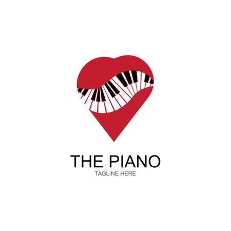 Piano Logo Design Template. Vector Illustrationのイラスト素材