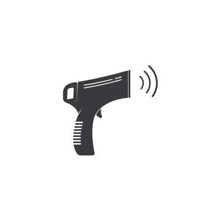 Medical digital infrared thermometer detector device icon. Forehead fever scan. Covid-19 thermo scan concept design.のイラスト素材