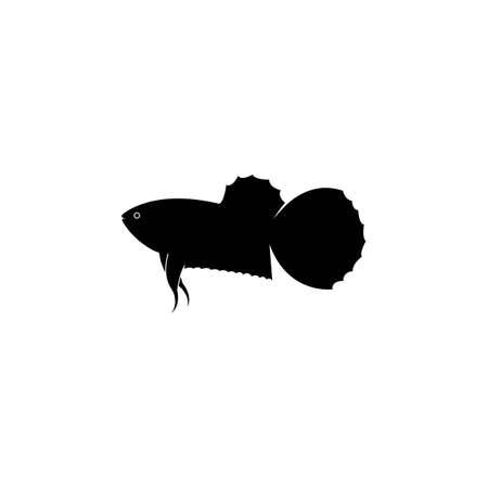 Betta fish silhouette on white backgroundのイラスト素材