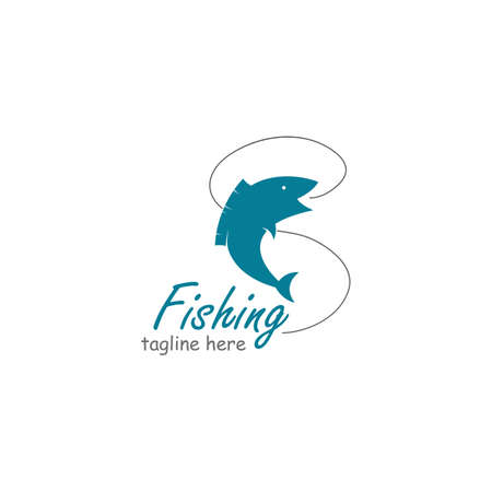 Fishing  And Hook  Template, Flat Styleのイラスト素材
