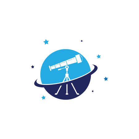Telescope logo icon vector flat design templateのイラスト素材