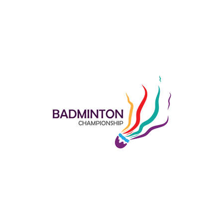 Badminton Logo vector icon illustration design template.Badminton Shuttlecock icon logo.Badminton sport logo template vector.のイラスト素材