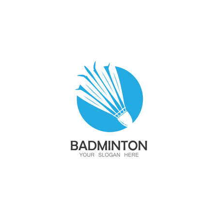 Badminton Logo vector icon illustration design template.Badminton Shuttlecock icon logo.Badminton sport logo template vector.のイラスト素材