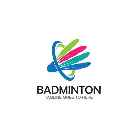Badminton Logo vector icon illustration design templateのイラスト素材