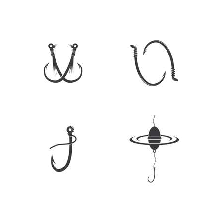 Fishing hook icon, silhouette, logo on white backgroundのイラスト素材