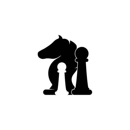 Chess pieces vector illustration. Chess Pieces: King, Knight, Rook, Pawns on a chessboard. Isolated on a white backgroundのイラスト素材