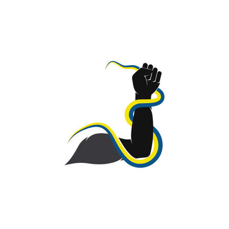 Patriotic Spirit rising hand of Ukraine flagのイラスト素材