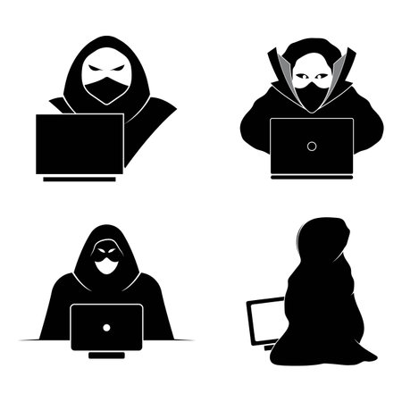 Anonymous hacker logo character illustrationのイラスト素材