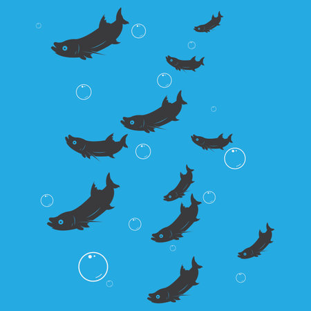 Salmon, fish and fishing, logo template.のイラスト素材