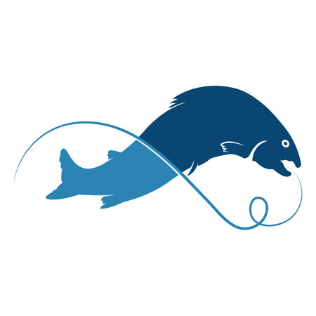 Salmon, fish and fishing, logo templateのイラスト素材