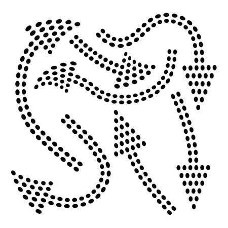 Black Dotted Hand Drawn Arrows Set on White Backgroundのイラスト素材