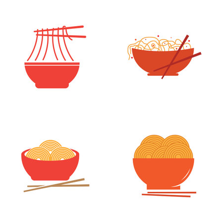 Noodle bowl logo template illustration designのイラスト素材