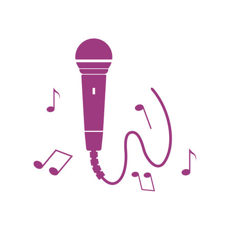 microphone music logo vector templateのイラスト素材