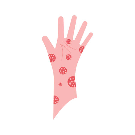 Skin rash, insect bites allergy reaction. irritation on hand logoのイラスト素材