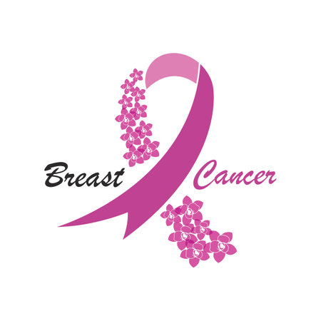Breast cancer awareness,ribbon logo vector templateのイラスト素材