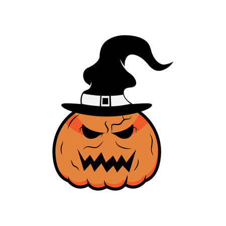 Halloween, pumpkin in a hat . Isolated on white background.のイラスト素材