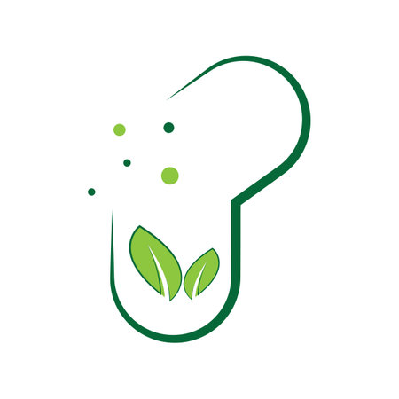 herbal capsule pill leaf medicine drug logo vector icon designのイラスト素材