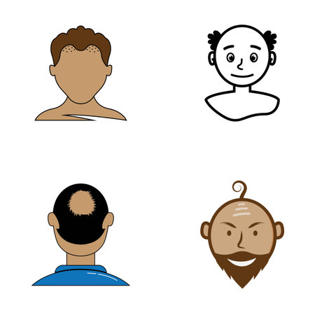 Hair loss color icon. Balding. Declining testosterone. Alopecia, baldness. Men aging. Isolated vector illustrationのイラスト素材