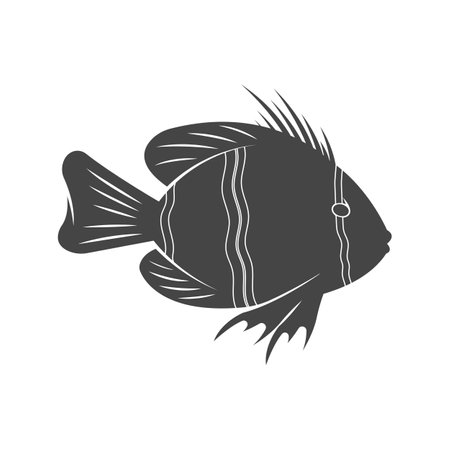 Tropical fish logo icon vector style with white background. Underwater sea life design element.のイラスト素材
