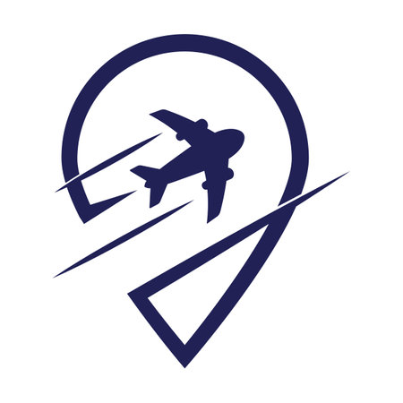 Travel Point Logo Design. Pin, Map, Point and Plane for Travel Business Company Logo Design Template.のイラスト素材