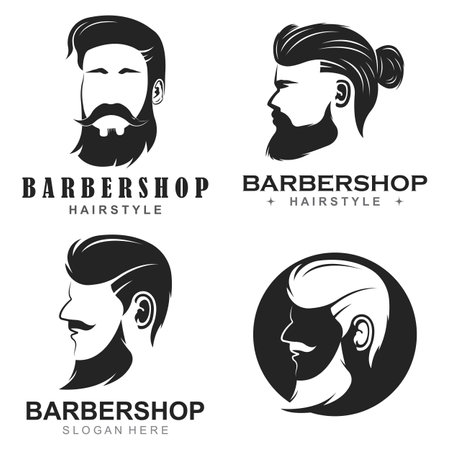 vintage barber shop logo vector icon templateのイラスト素材