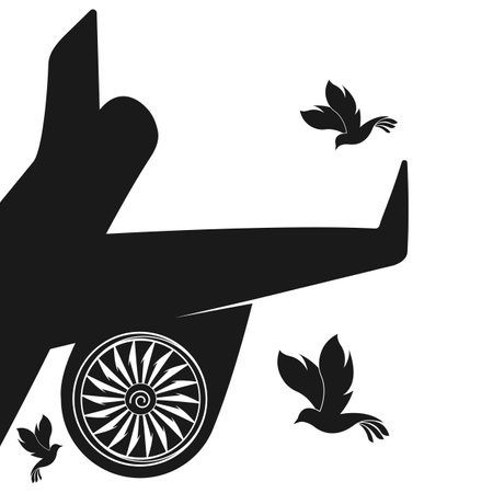 Bird strike logo vector design on the plane during flight.のイラスト素材