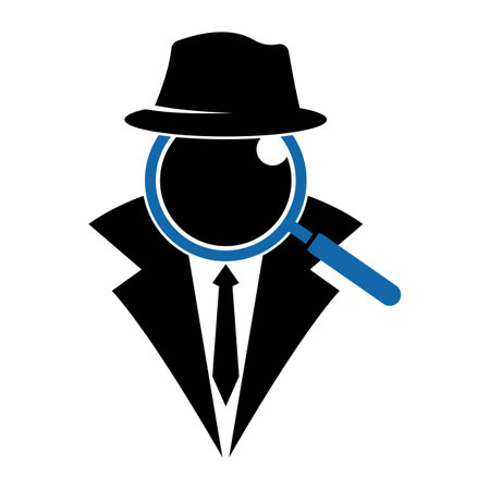 detective with magnifying glass logo vector icon illustration designのイラスト素材