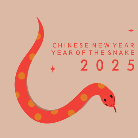Happy Chinese new year 2025 greeting card with cute snakes. Animal zodiac cartoon character.のイラスト素材