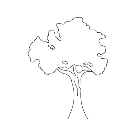 Continuous line drawing of tree on white background. Vector illustrationのイラスト素材