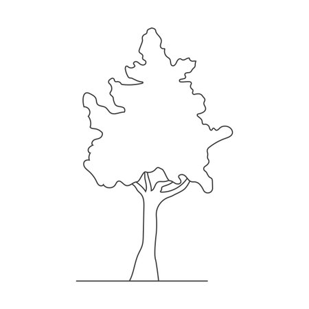 Continuous line drawing of tree on white background. Vector illustrationのイラスト素材