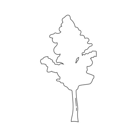 Continuous line drawing of tree on white background. Vector illustrationのイラスト素材