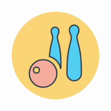 Vector Graphic of Bowling - Colour Mate Style - outline style design.Vector graphic illustration.icon for website design.Editable strokeのイラスト素材