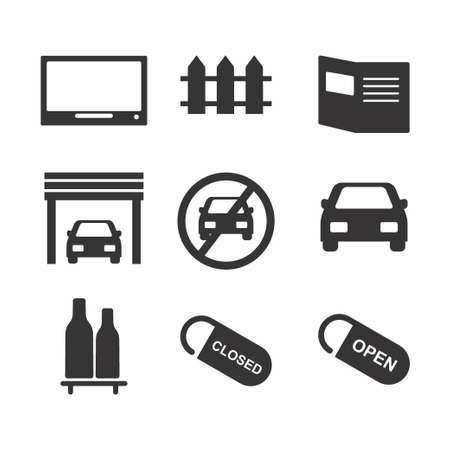 Vector Graphic of Hotel and Restaurant Set Icon Part 6 - Black Styleのイラスト素材
